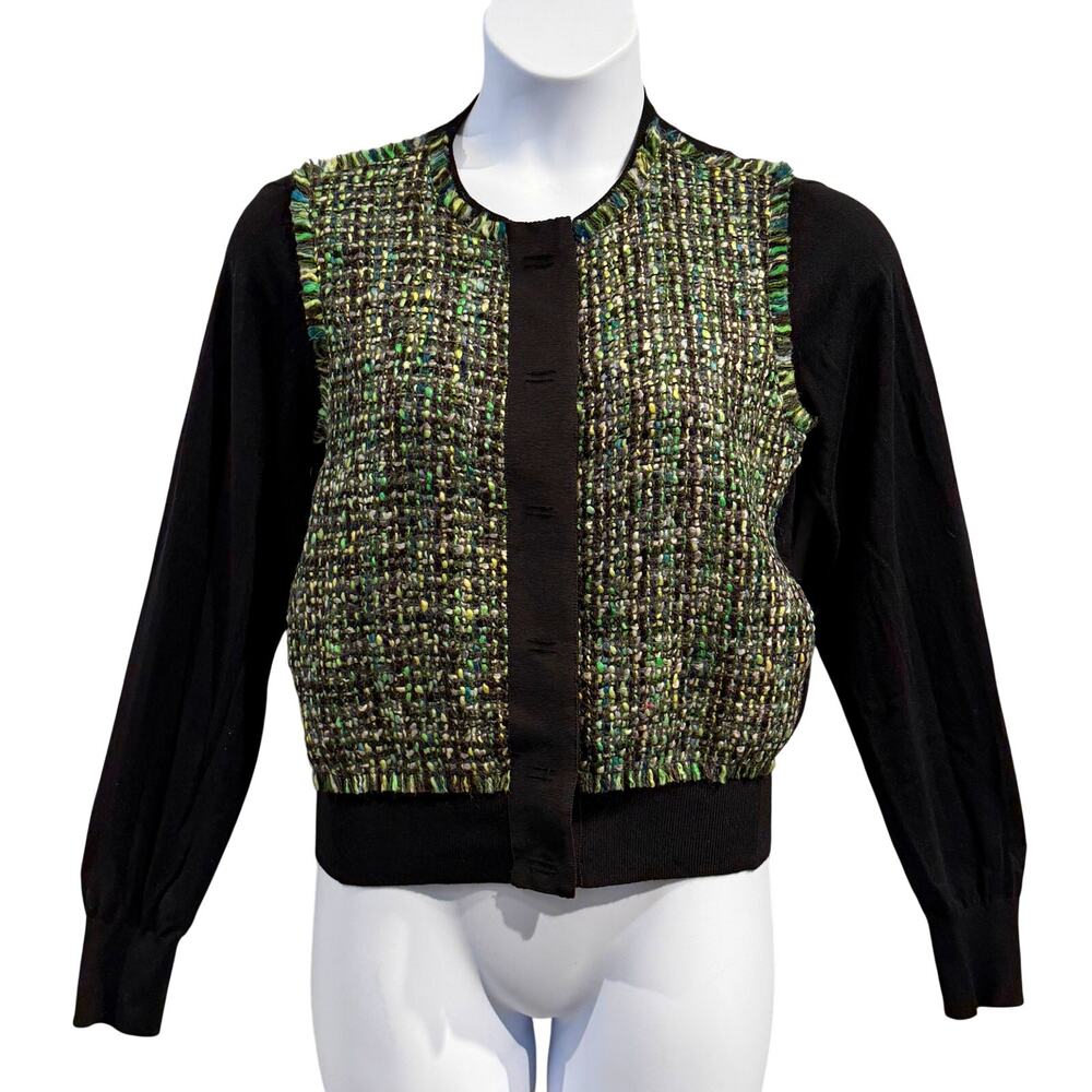 Per Se Silk Cashmere and Tweed Luxe Twee Preppy Statement Cardigan Size XXL